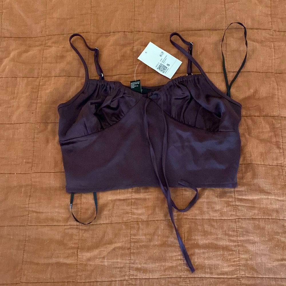 Purple satin crop top